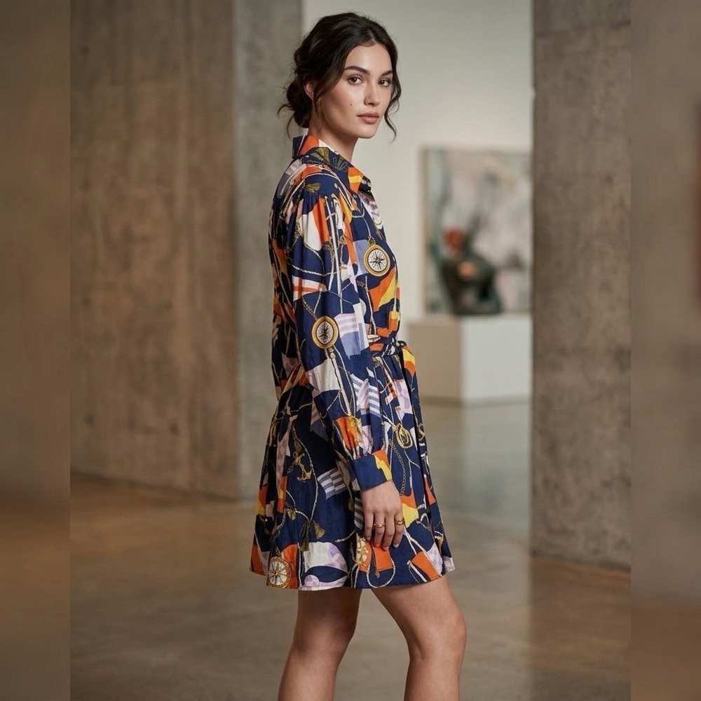 Maeve Nautical Mini Shirt dress NWT L Anthropologie